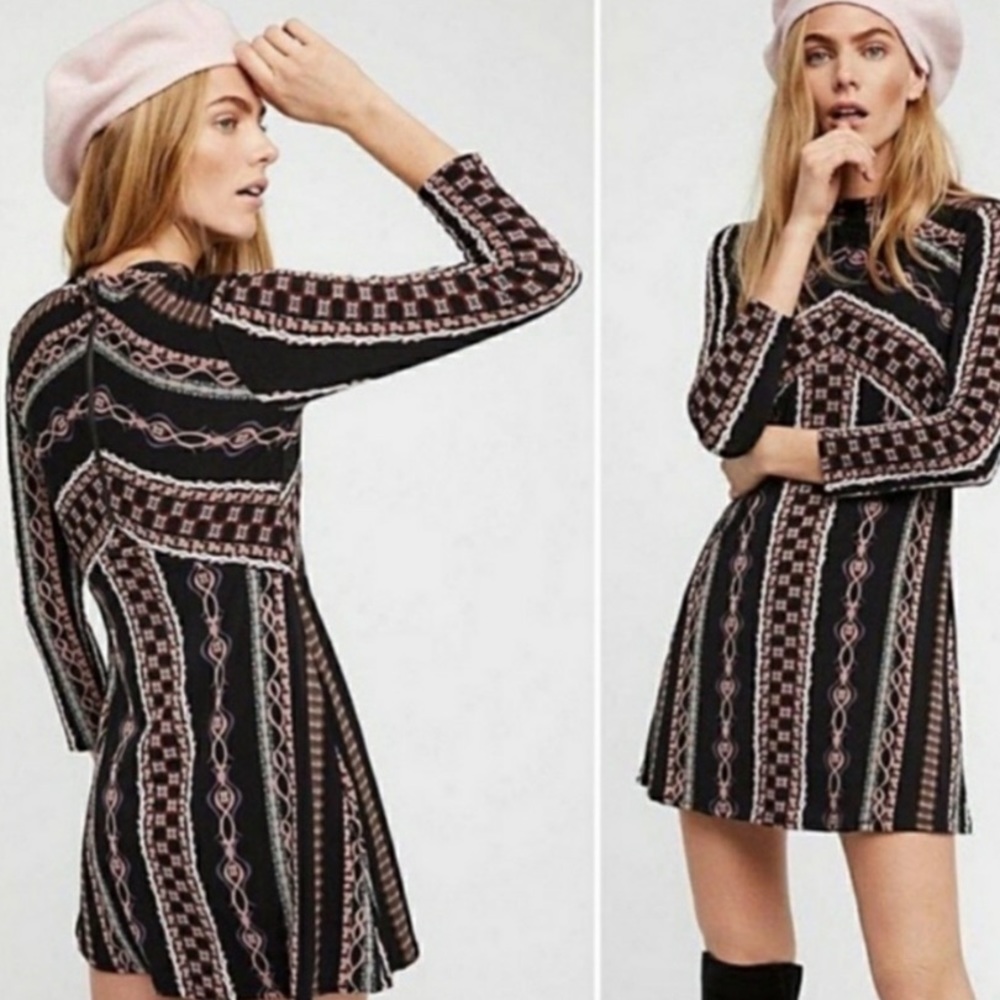 Free People Stella Mock Neck Long Sleeve Dress